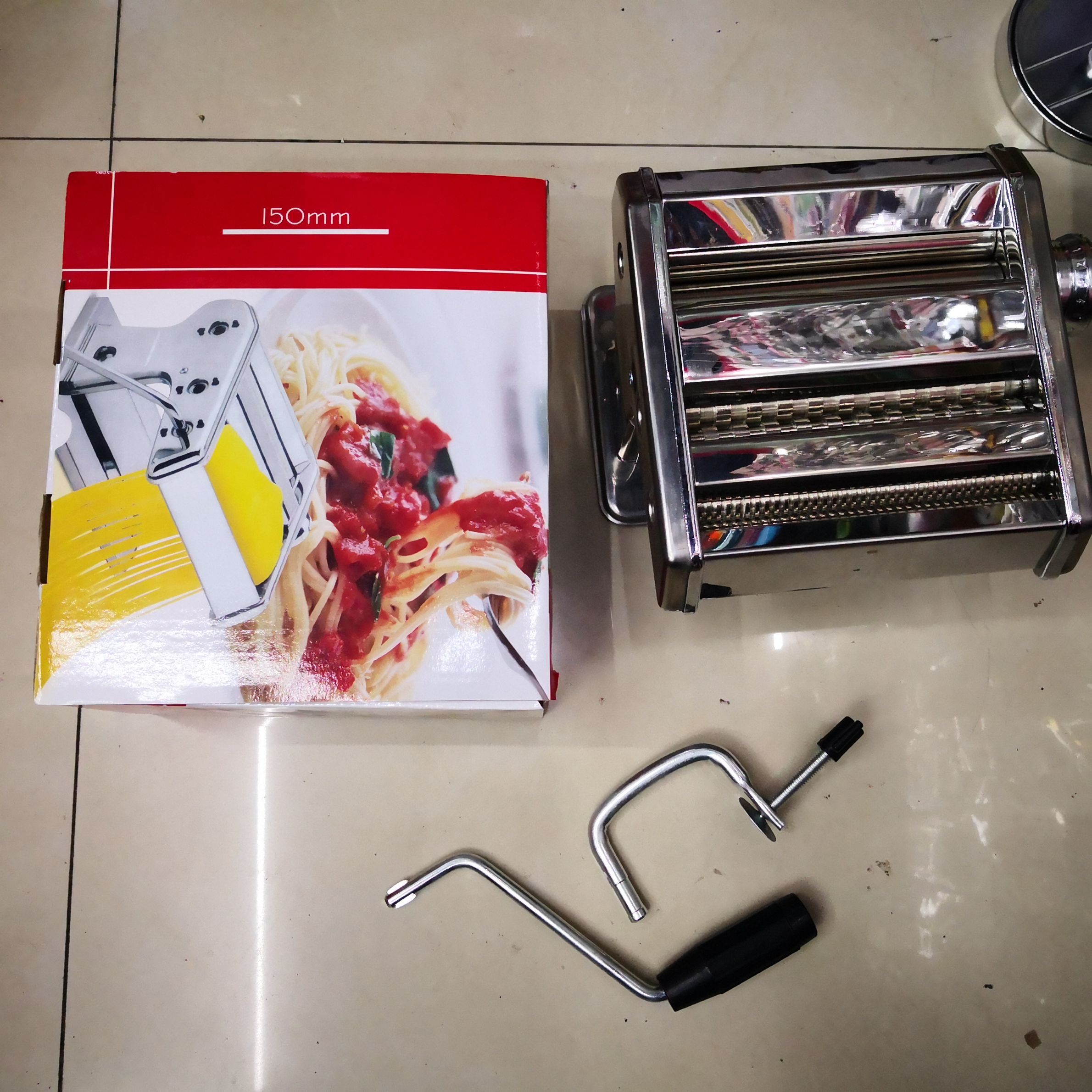 厂家直销150不锈钢手动压面机擀面皮机手摇家用面条机饺子皮机产品图