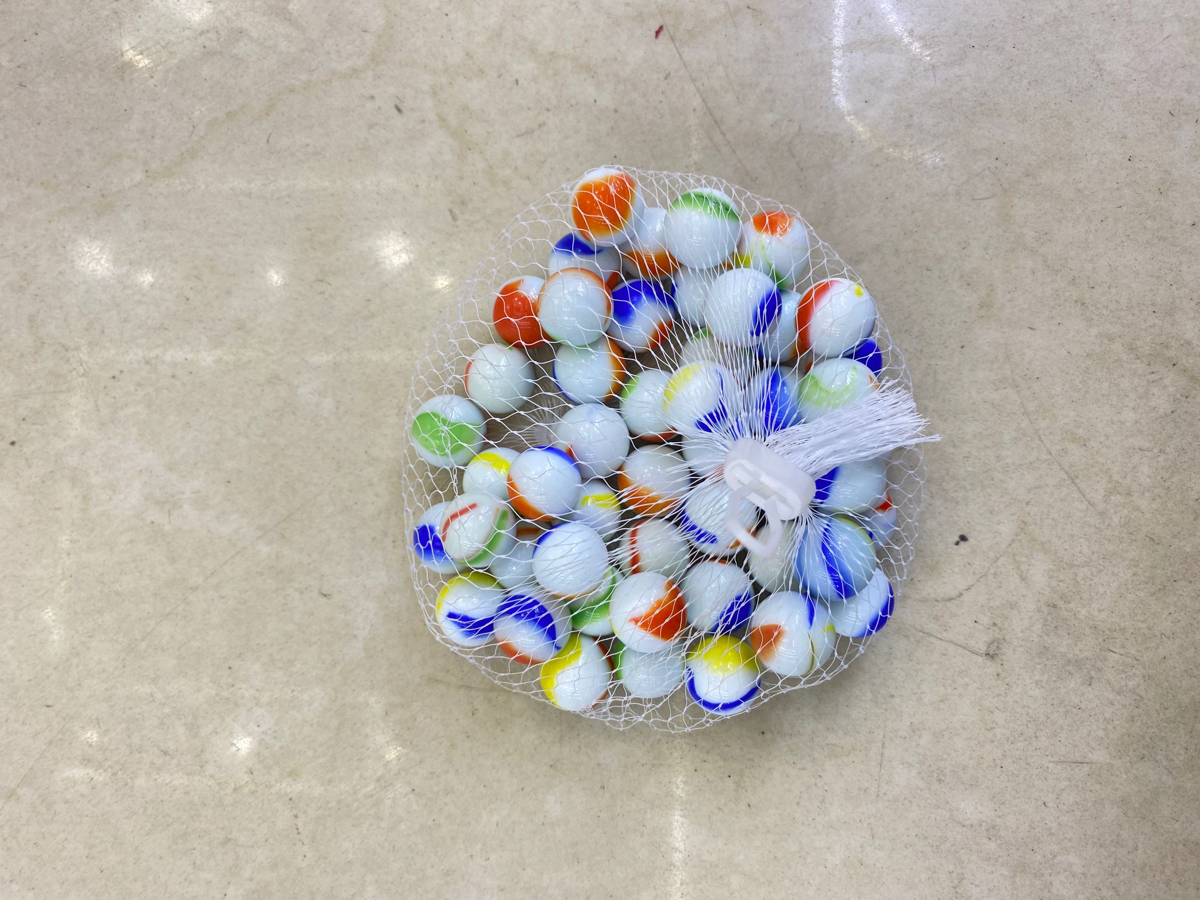 16MM white porcelain outside the flower glass beads marbles glass net bag