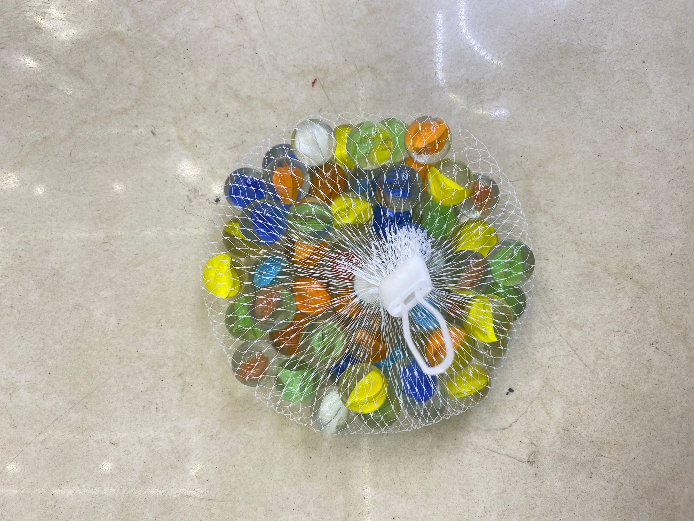 16MM high white four-petal flower glass beads marbles glass net bag