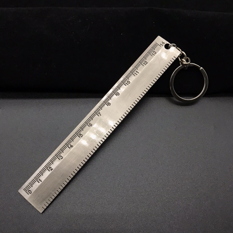 A ruler and straightedge measuring ancient bronze keychain pendant, 15CM alloy pendant Specification image