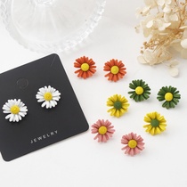 S925 silver needle G-dragon small fresh Daisy flower earrings girl lovely contrast color flower earrings temperament earrings