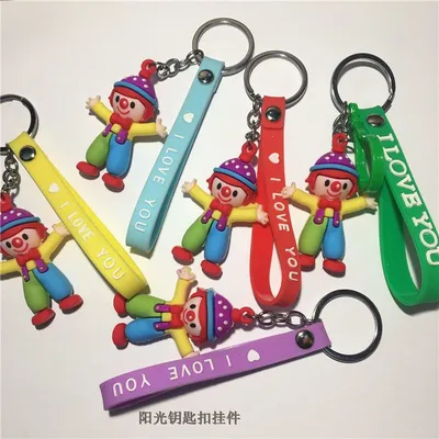 PVC soft plastic key chain doll manufacturer customized 3D clown dripping plastic key chain pendant thumbnail