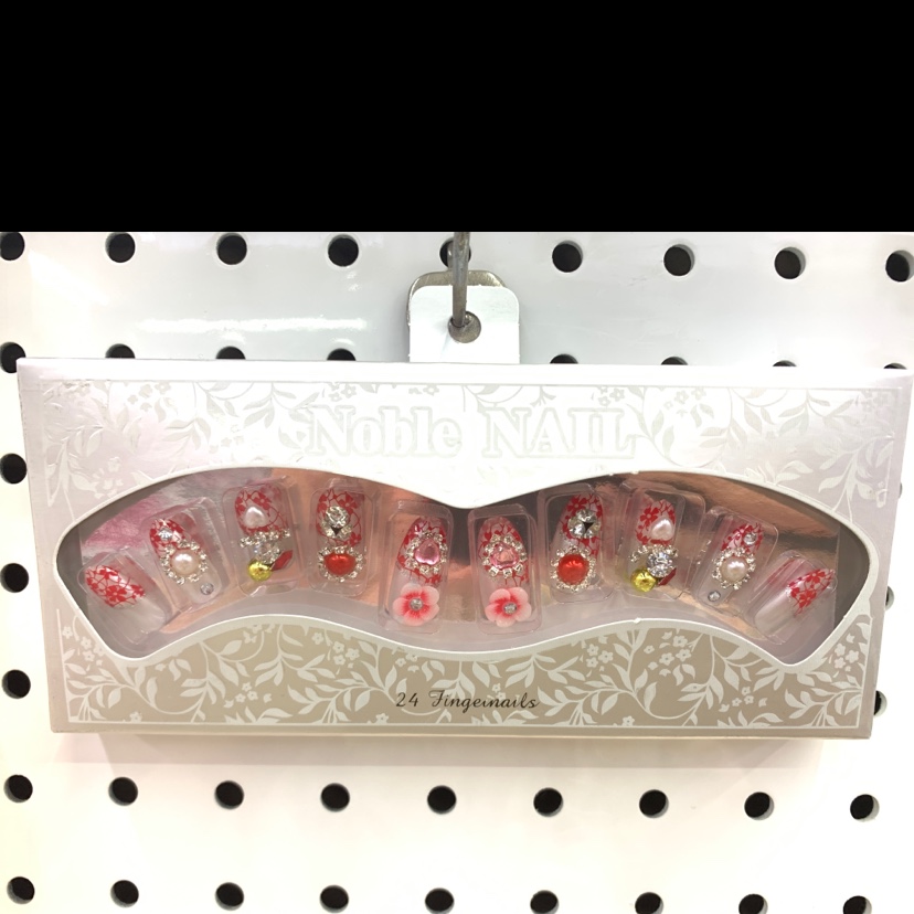 Bright red bride manicure