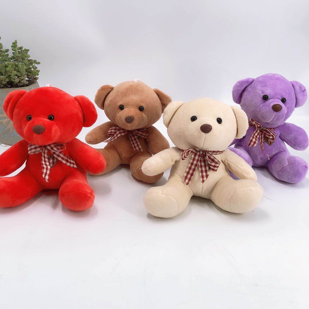 Cute colorful bear plush toys, ribbon bear figurines, foreign trade doll gifts, 20CM Specification image