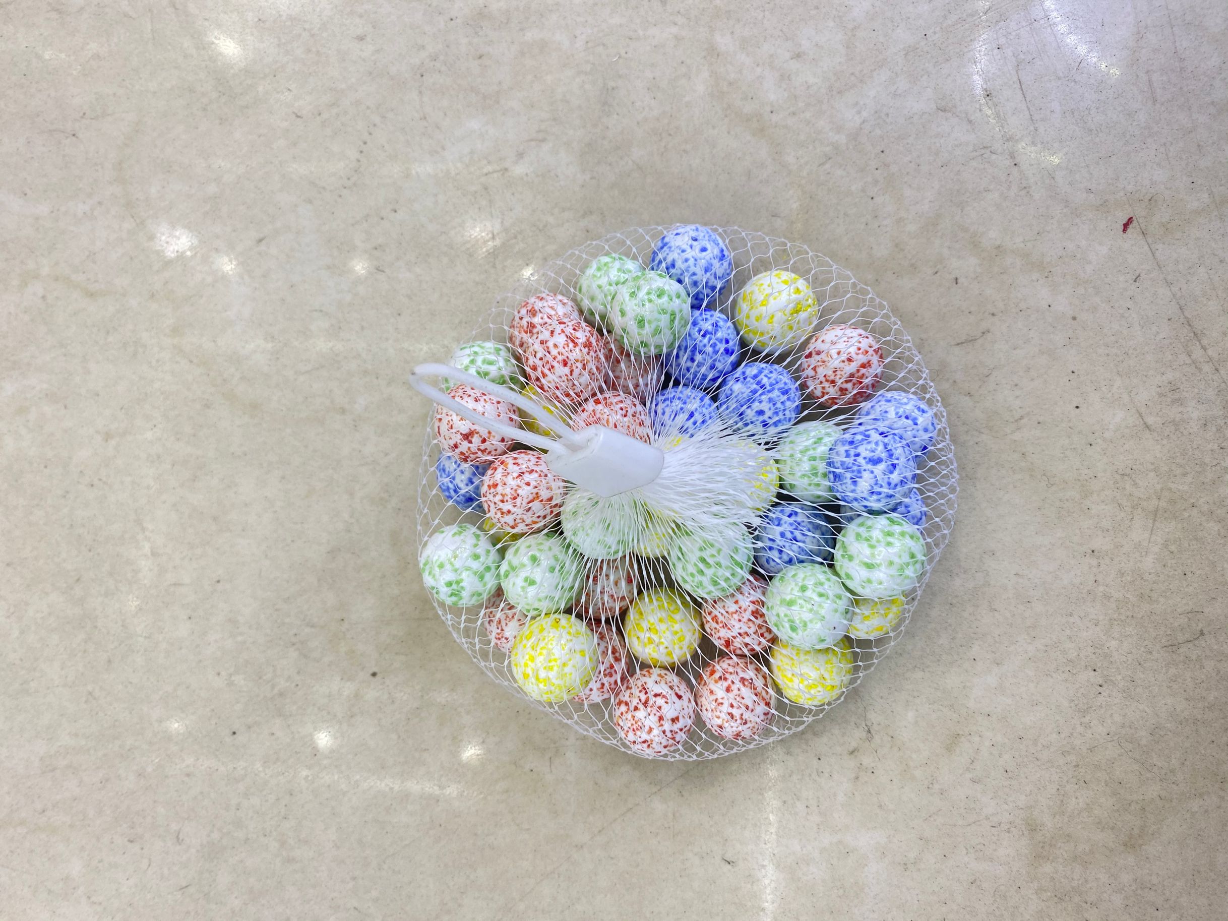 16MM cream sesame glass beads marbles glass net bag