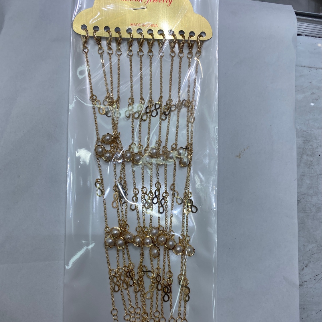 八字珍珠球脚链图