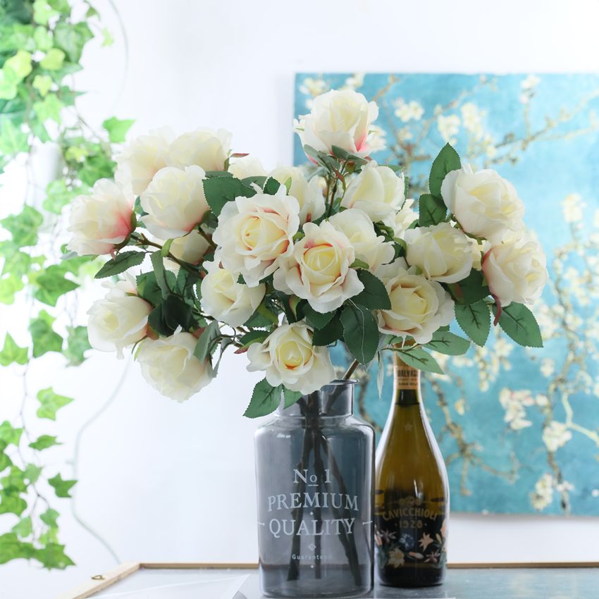 Artificial flower, artificial flower, Imperial Concubine rose, home decoration artificial flower factory direct sales New JM2050 silk fabric rose Imperial Concubine rose Specification image