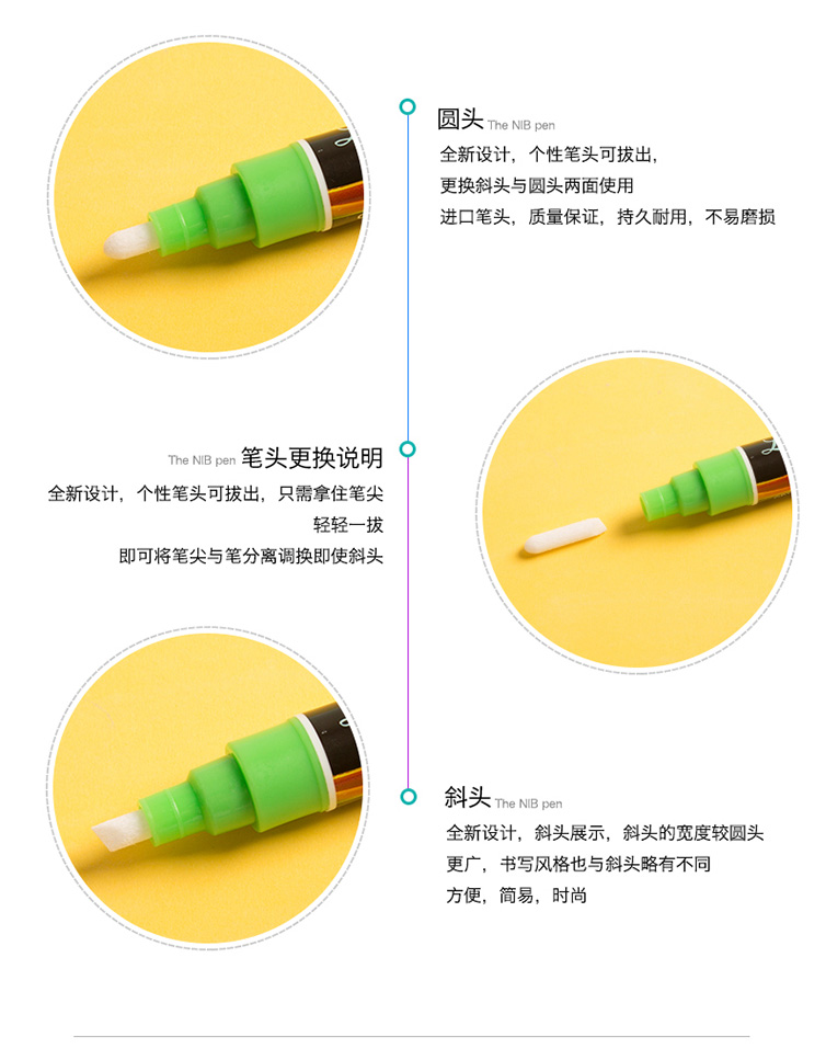 Special pen for luminous blackboard electronic fluorescent board, POP pen, flash pen, luminous pen, double-headed fluorescent pen, 5MM detail image 3