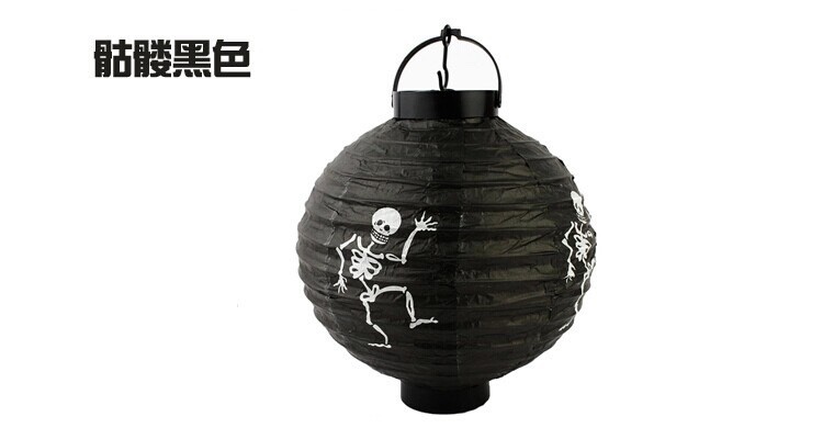 Halloween decorations: Pumpkin paper lanterns, orange ghost lanterns, white LED light lanterns, haunted house decoration props Item Picture