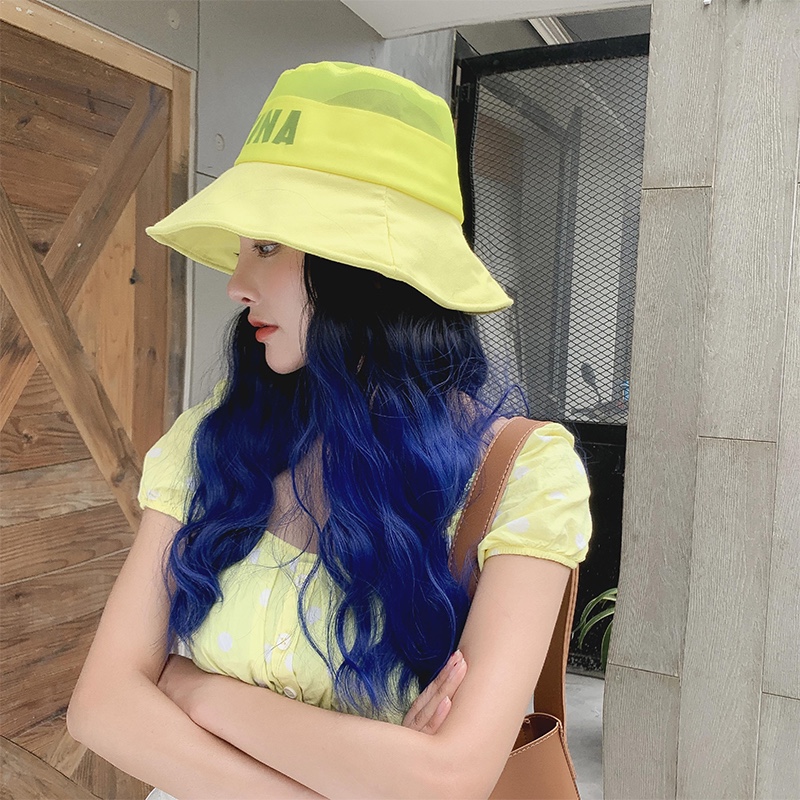 Detachable wig hat, one-piece gradient color water ripple curly hair wig, cross-border hot girl costume fake hair, mid-length European and American hat for women, anime wig, anime wig hat