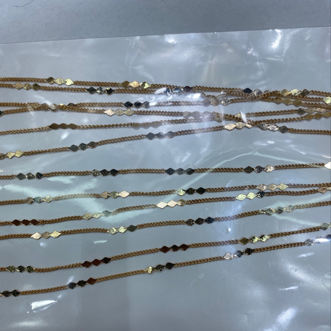 密链压菱形脚链细节图