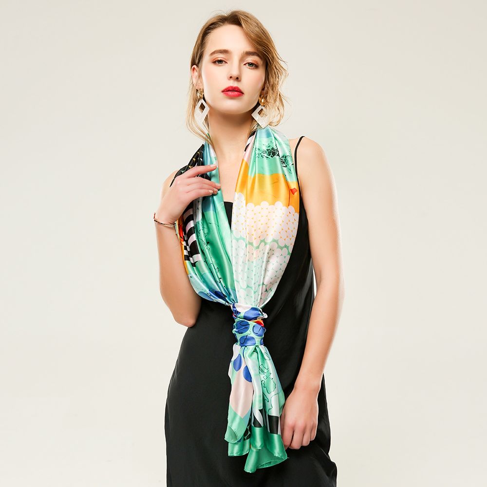 Origin Cross-Border Source Silk Satin Zebra Polka Dot Women's Scarf Spring And Autumn Super Thin Scarf In Stock details Picture