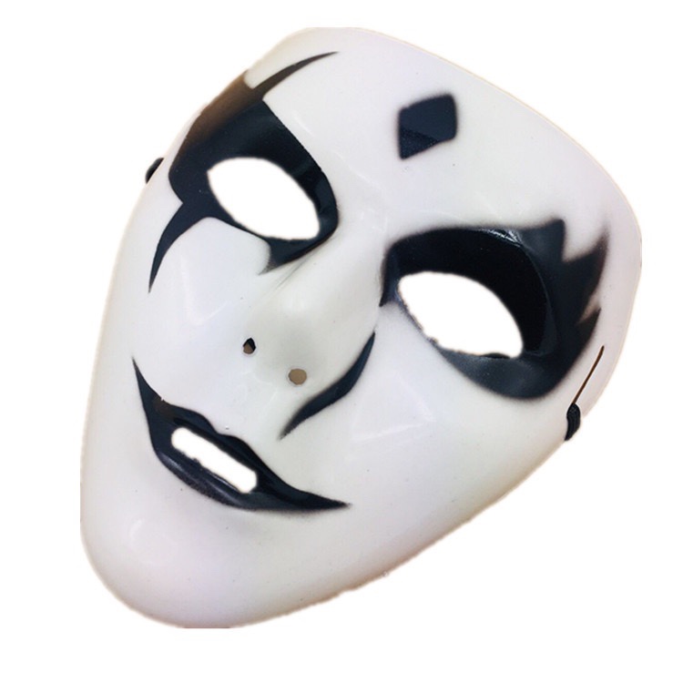 White full-face spray-painted mask, Halloween masquerade ball, hand-painted white ghost step dance mask, male street dance mask, terrifying ghost step dance mask undefined