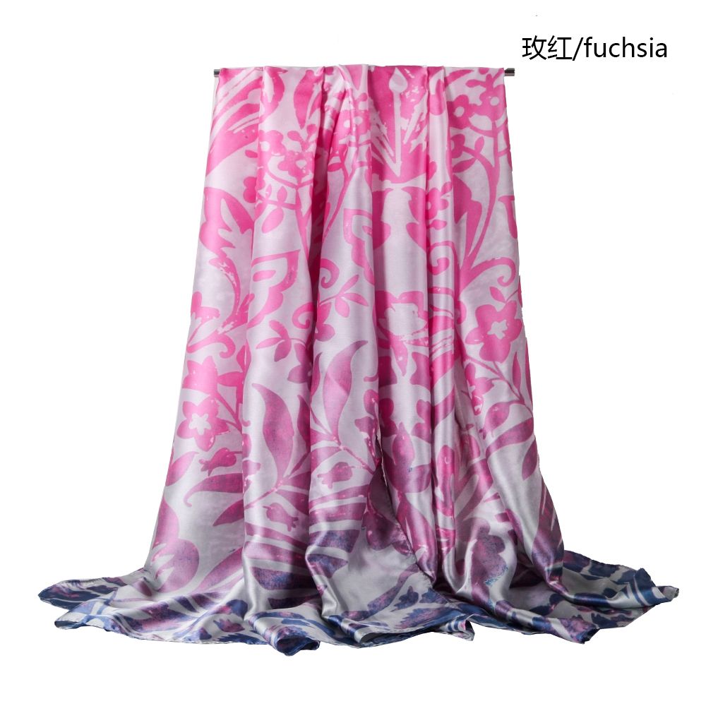 New Silk Satin Material Gradient Butterfly Scarf Female Spring And Autumn Printed Thin Scarf undefined