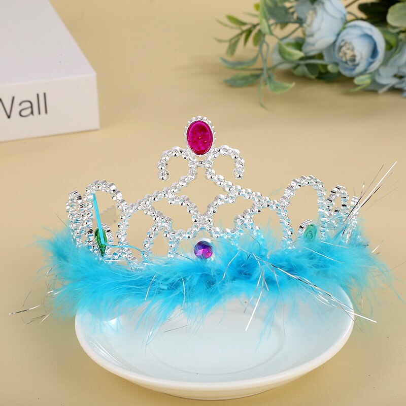 Common crown plus hair crown Tiara Princess crown blue crown tiara