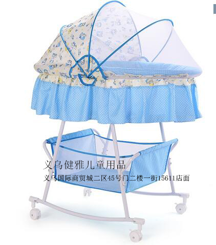 婴儿摇床带轮子刹车婴儿床带枕头铁架儿童小床大床详情图1