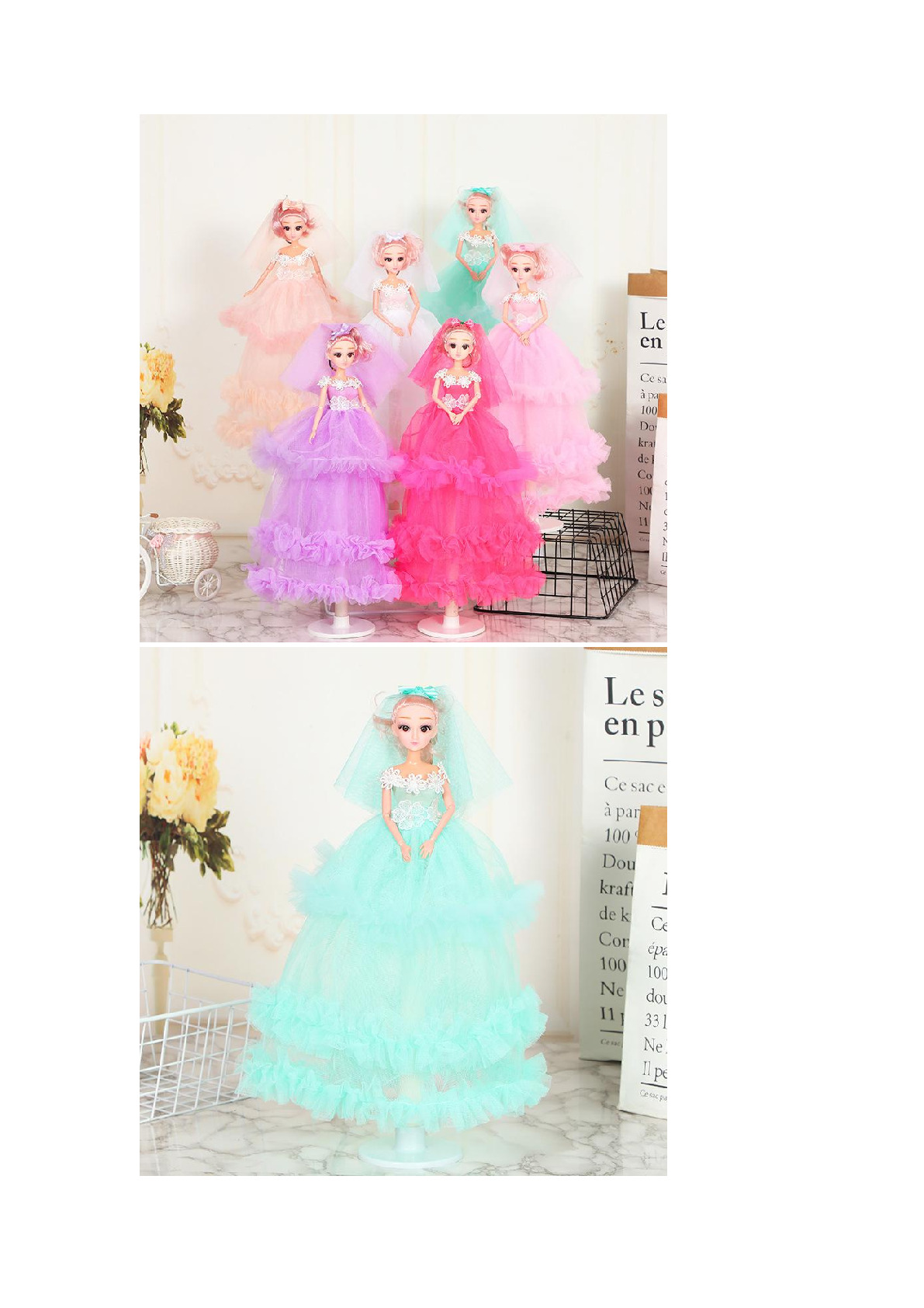 Factory direct sales of 11-inch 45-centimeter wedding dresses, princess Barbie dolls, creative decorative items, children's toys, princess dolls, gift wholesale, keychains, pendants detail image 1