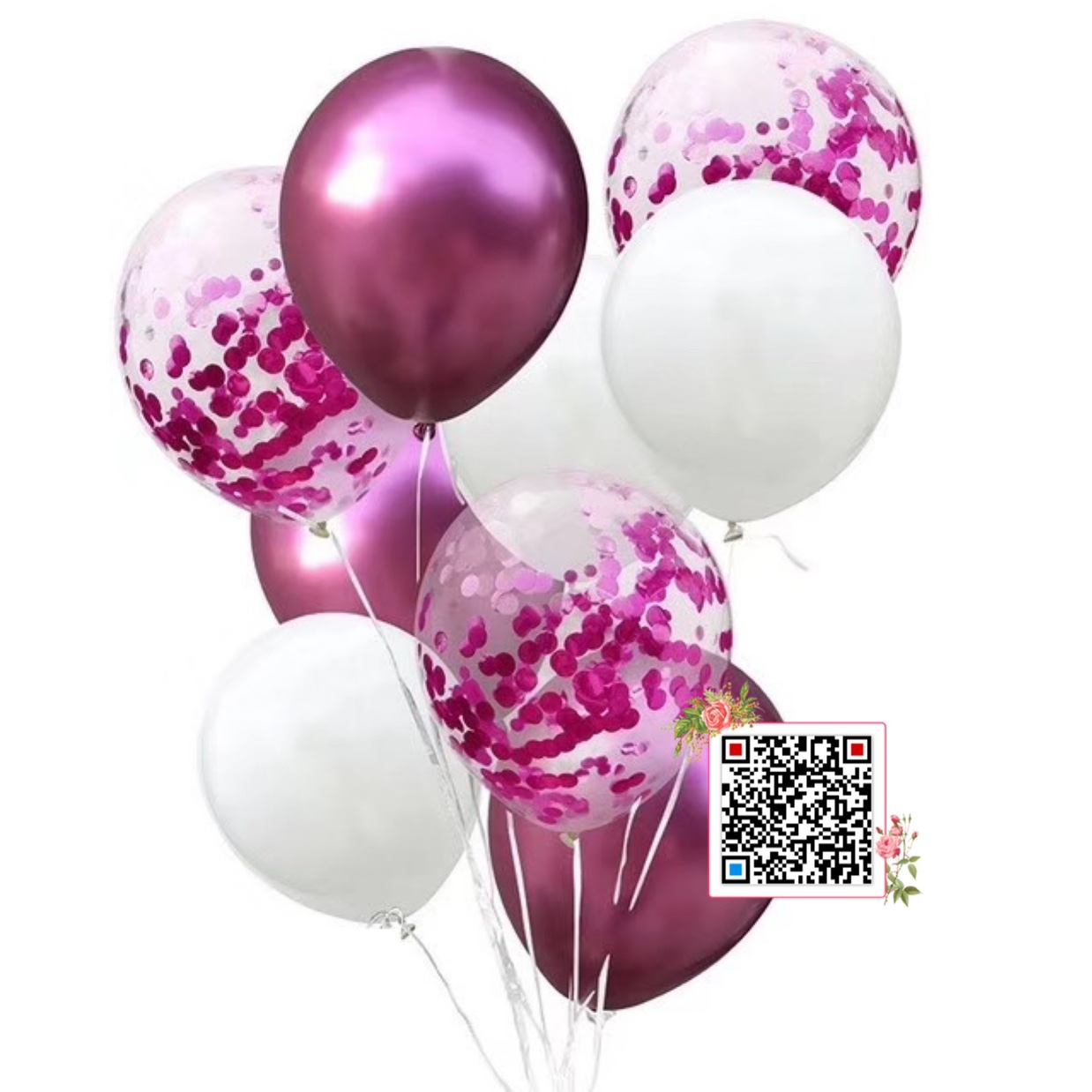 The color of the balloon set can be freely combined and customized. It is suitable for: wedding, birthday, exhibition, party, celebration decoration, scene arrangement, golden wedding, children's balloons... Specification image