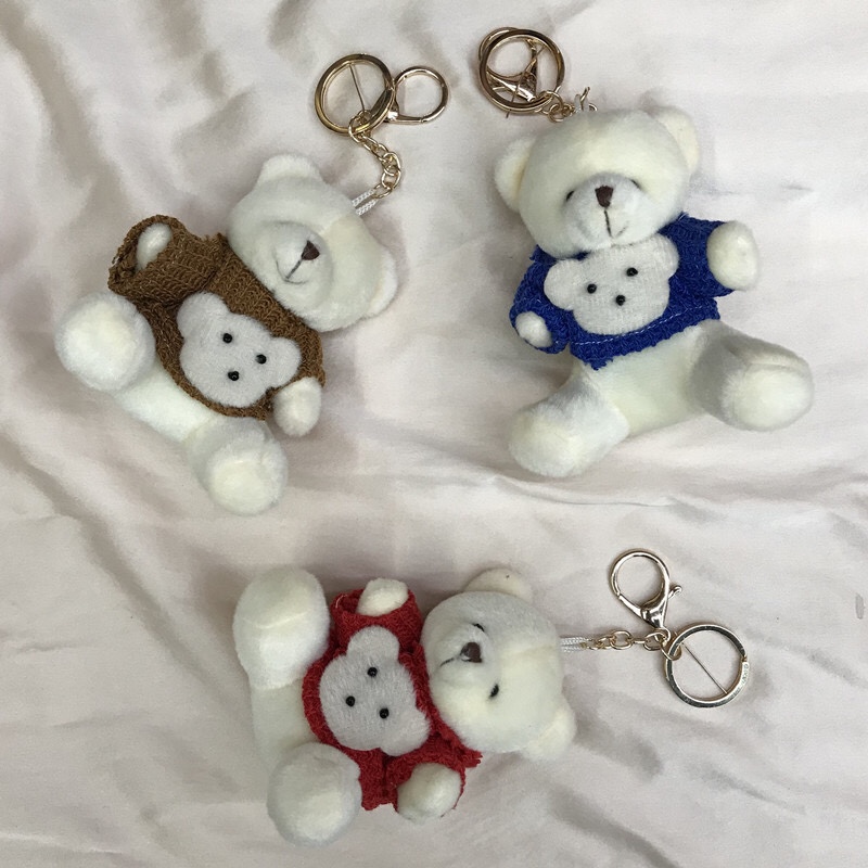 Factory direct sales of couple bear plush toys, dolls, creative keychains, bags, Korean-style pendants, flower bouquets and gift boxes Specification image