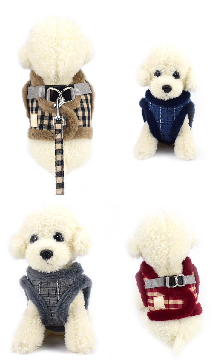 Genius Dog Autumn and Winter New fleece pet chest and back strap, dog vest style leash, direct sales from the manufacturer detail image 9