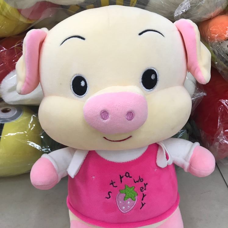 刺绣草莓羽绒棉小猪批发