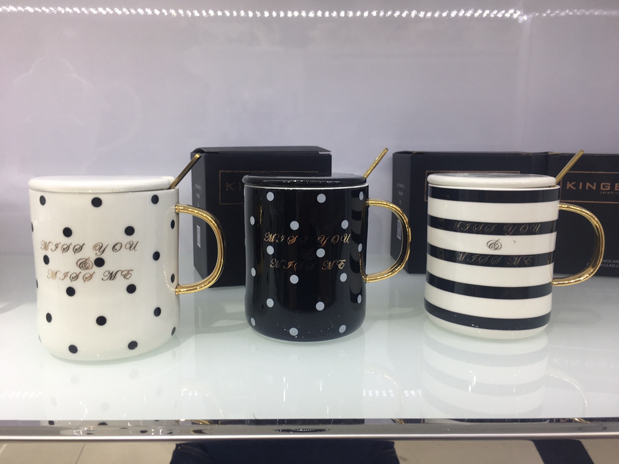 特价陶瓷盖杯礼品杯ins手把包金含盖含金勺含彩盒礼品日用品产品图