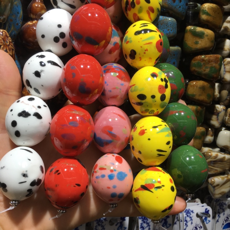 Ceramic egg-shaped beads