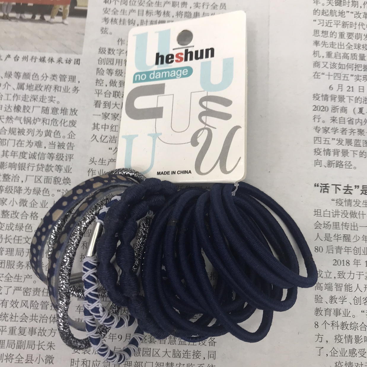 Korean version of simple hair cord rubber band hair anti - slip printing wave point thumbnail
