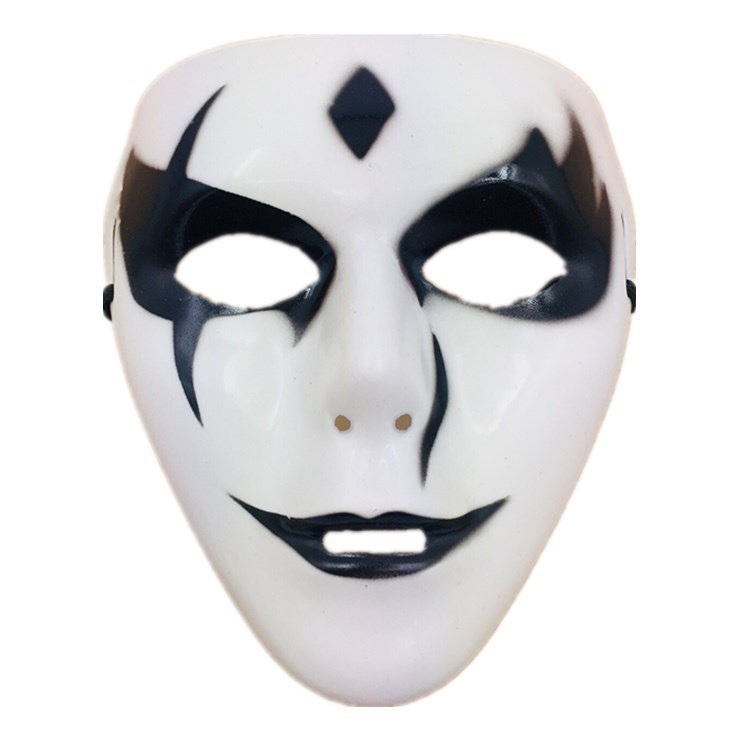 White full-face spray-painted mask, Halloween masquerade ball, hand-painted white ghost step dance mask, male street dance mask, terrifying ghost step dance mask Specification image