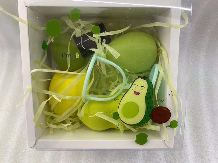 Caja cuadrada set belleza huevo aguacate