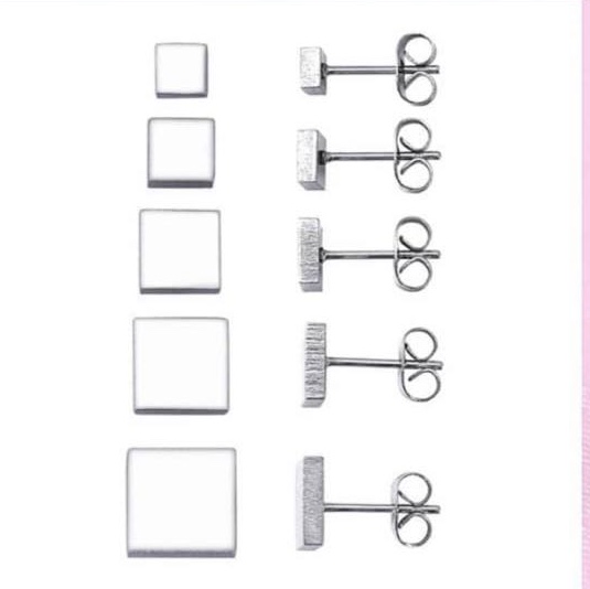 European and American simple, fashionable and trendy square stud earrings details Picture