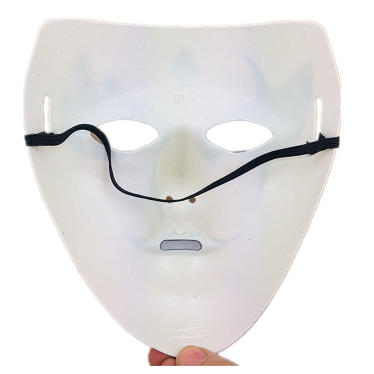 White full-face spray-painted mask, Halloween masquerade ball, hand-painted white ghost step dance mask, male street dance mask, terrifying ghost step dance mask undefined