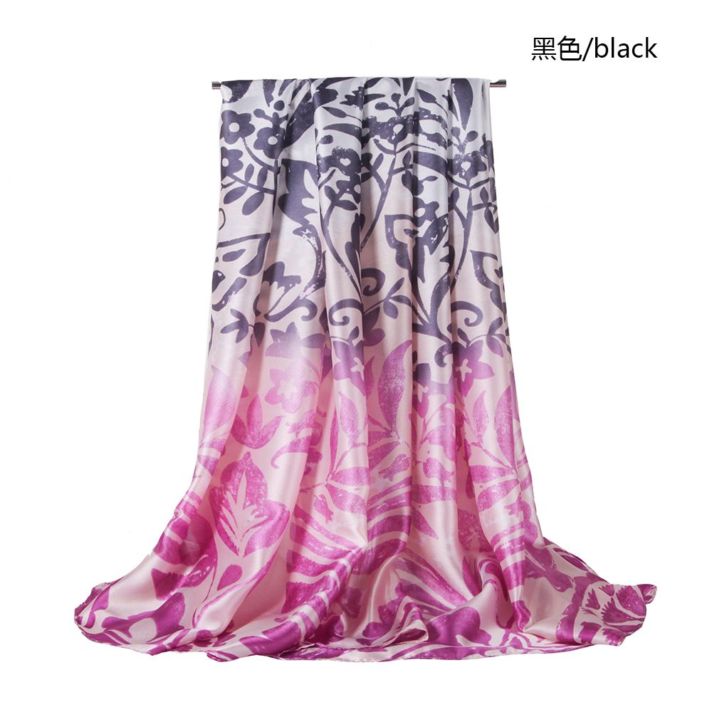 New Silk Satin Material Gradient Butterfly Scarf Female Spring And Autumn Printed Thin Scarf Item Picture