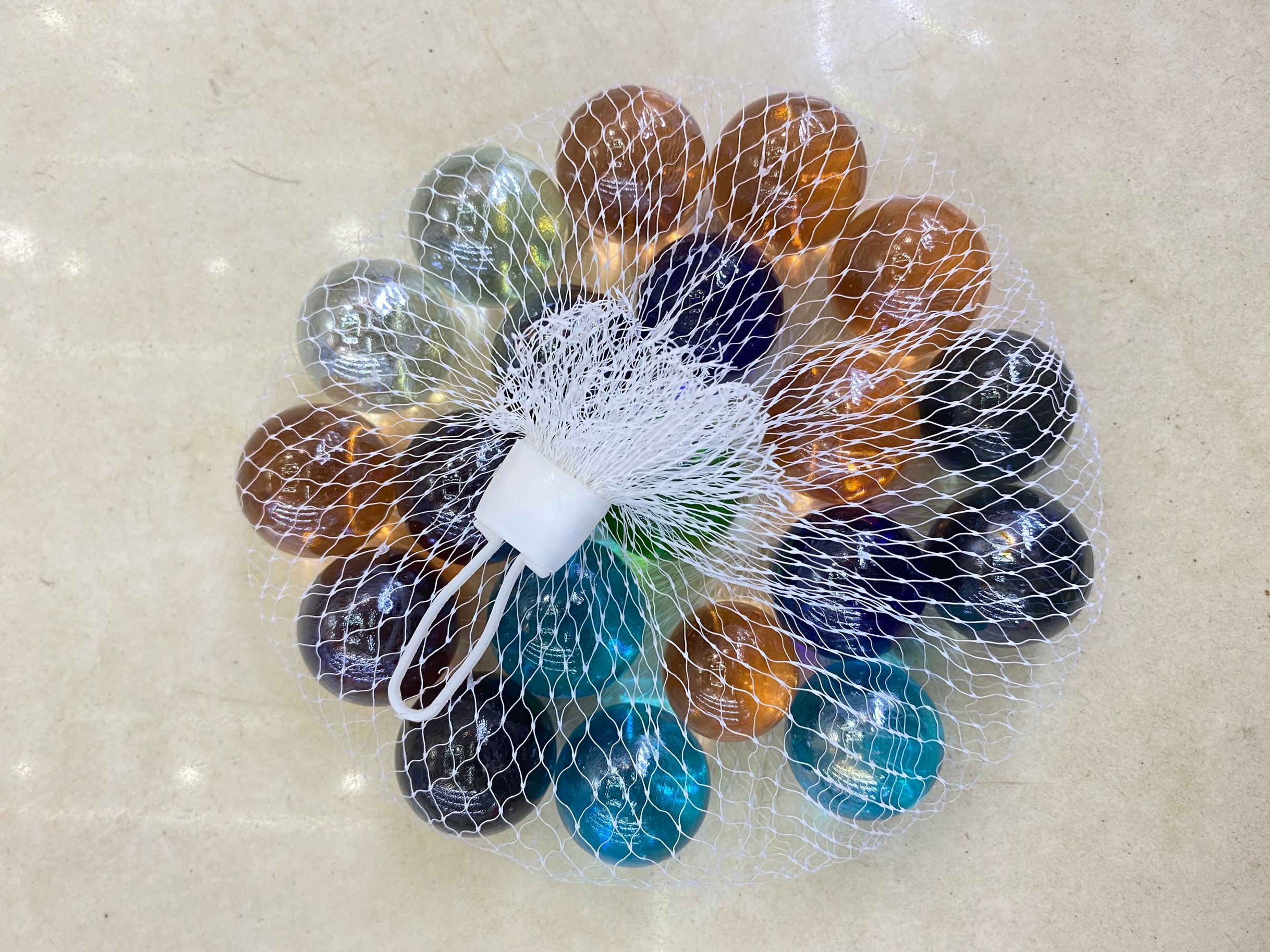 25MM high white colored balls mixed color glass beads marbles glass net bag thumbnail