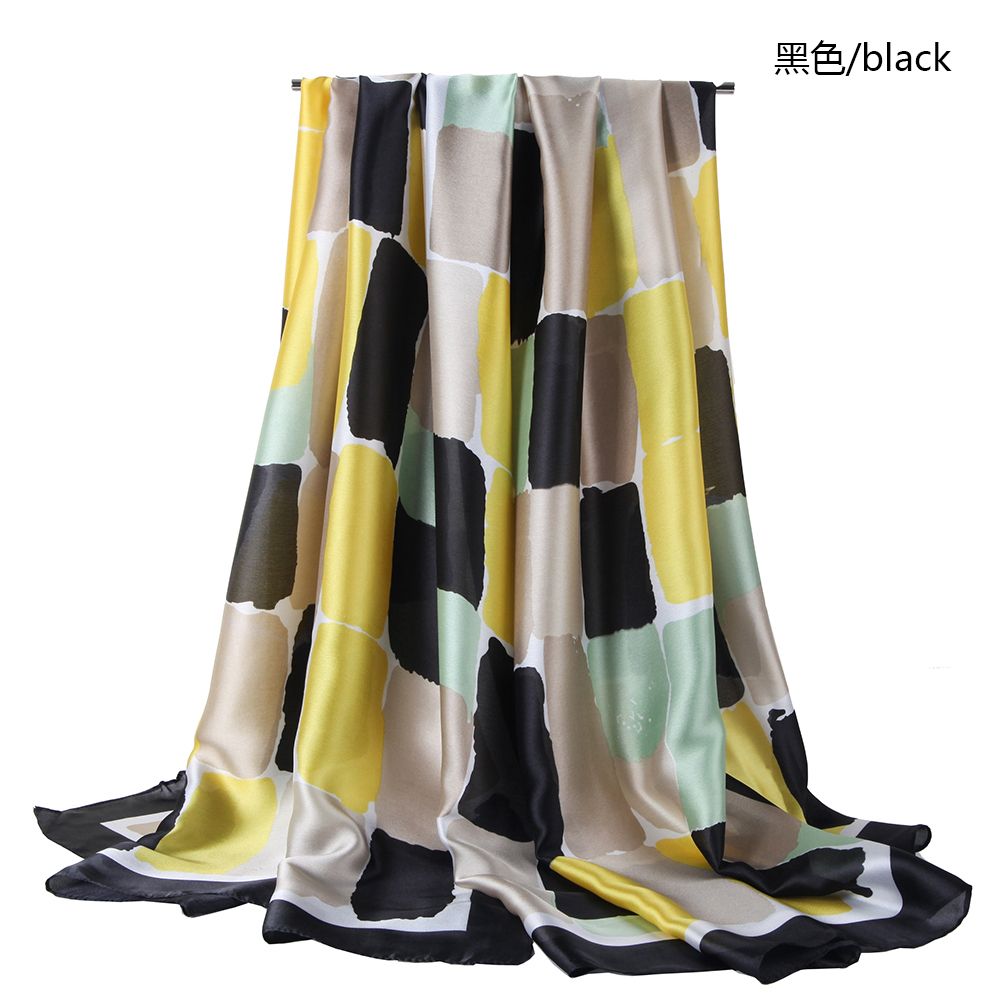 Amazon Source Silk Satin Color Square Printed Scarf Geometric Pattern Spring And Autumn Scarf Spot Wholesale Item Picture