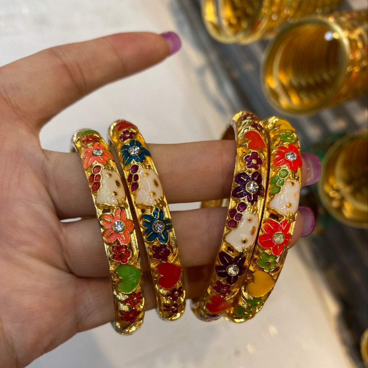 Cloisonne children hollowed-out KT cat thumbnail