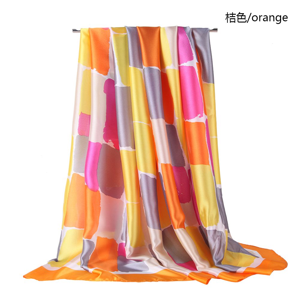 Amazon Source Silk Satin Color Square Printed Scarf Geometric Pattern Spring And Autumn Scarf Spot Wholesale undefined