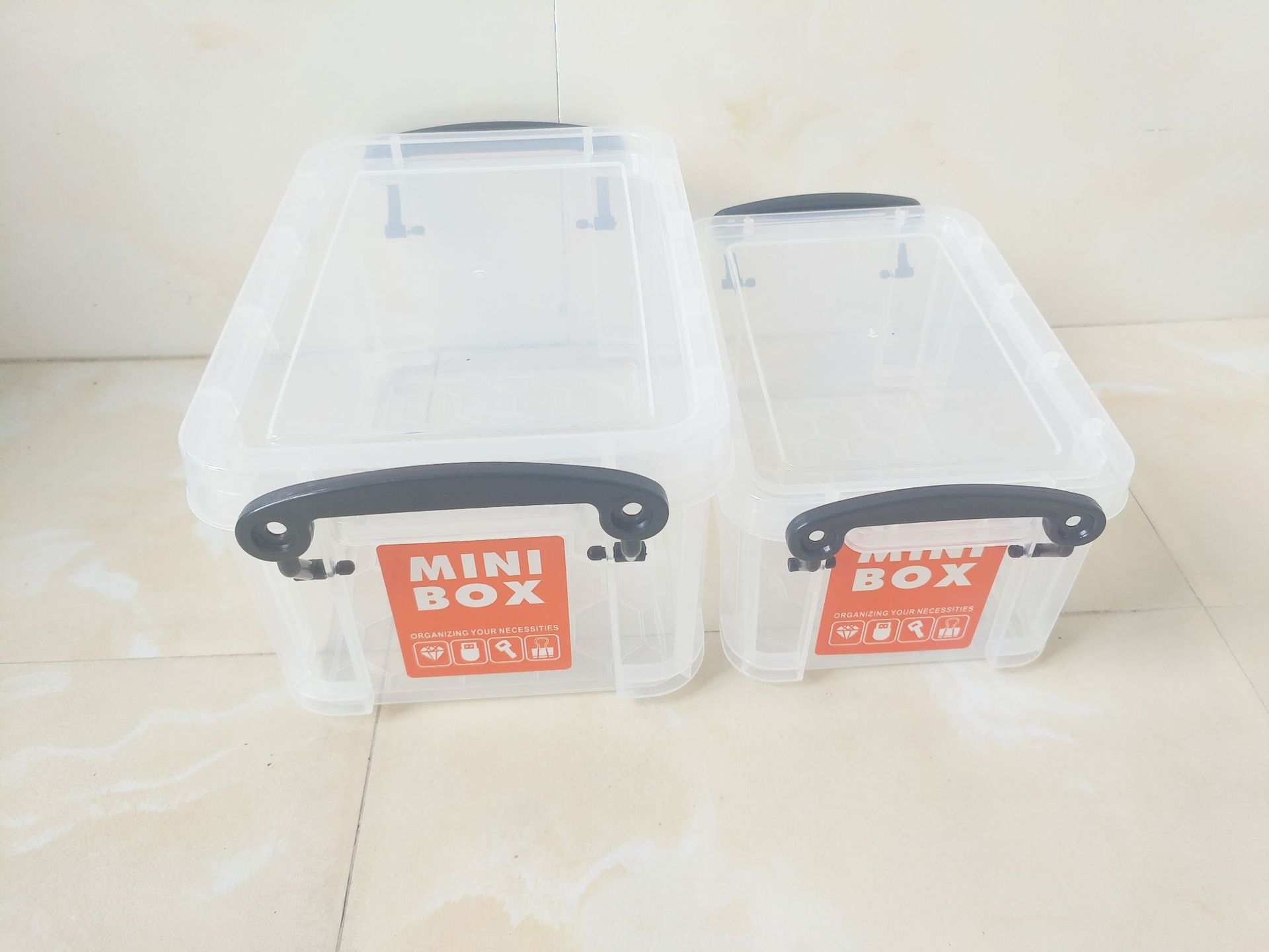 Direct sale of in-stock transparent storage boxes, plastic organizing boxes, storage wonders, cosmetics, accessories, underwear boxes, thickened Specification drawing