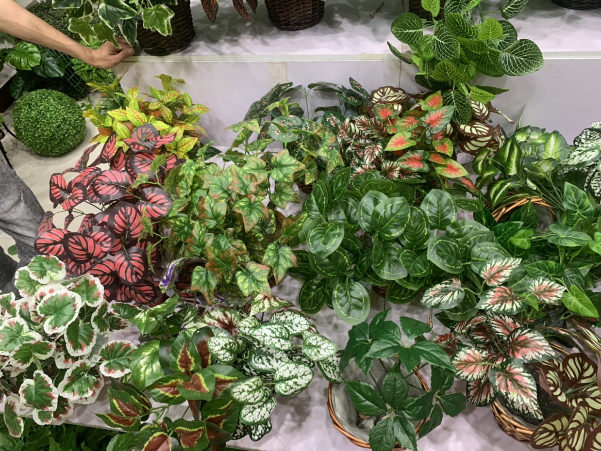 Overgum simulated green roselle and golden pothos simulated plant wall materials 7 forked chicken heart leaves green planting bunch of simulated flowers (7 forked rubber leaves small handles) thumbnail
