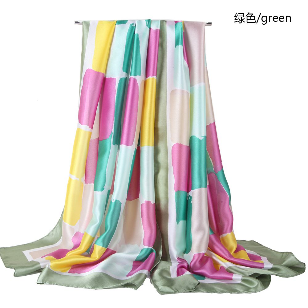 Amazon Source Silk Satin Color Square Printed Scarf Geometric Pattern Spring And Autumn Scarf Spot Wholesale undefined