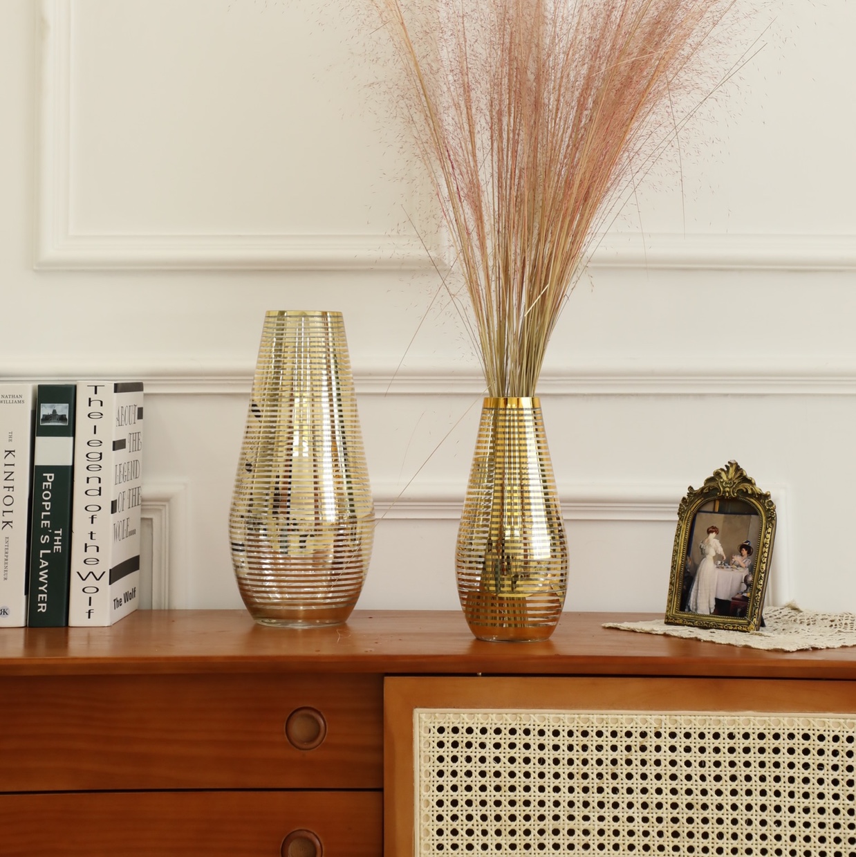 Electroplated glass vase, cannonball-shaped flower arrangement container, modern, simple and creative vase decoration