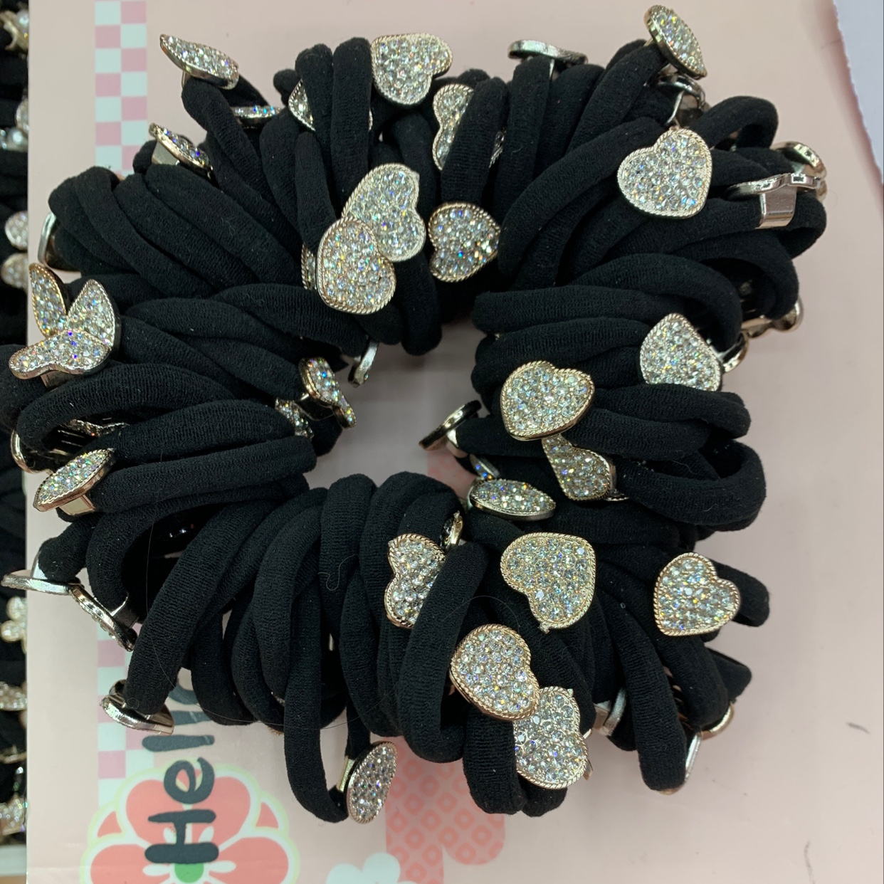 韩版满钻爱心卡扣无接缝皮筋