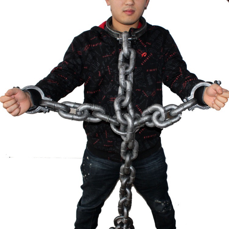 万圣节玩具囚犯演出塑料监狱囚犯手铐铁链仿真手铐脚铐表演道具详情图7