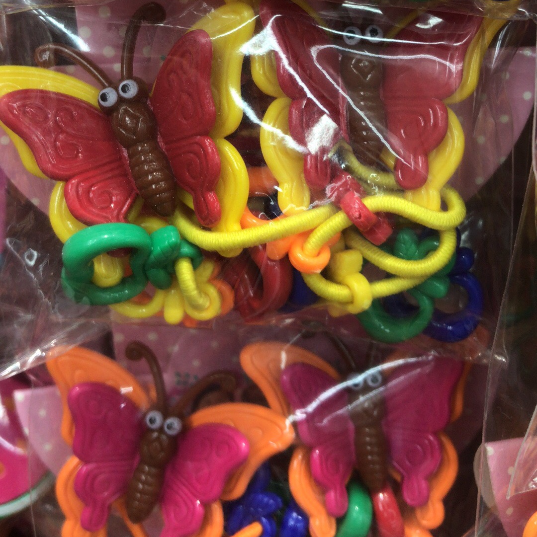South Korea's new children's cute cartoon hair ring butterfly color rubber band thumbnail