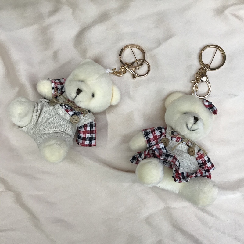 Factory direct sales of couple bear plush toys, dolls, creative keychains, bags, Korean-style pendants, flower bouquets and gift boxes details Picture