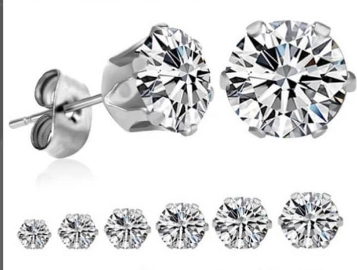 Round zircon stud earrings for fashionable and trendy ladies in Europe and America details Picture