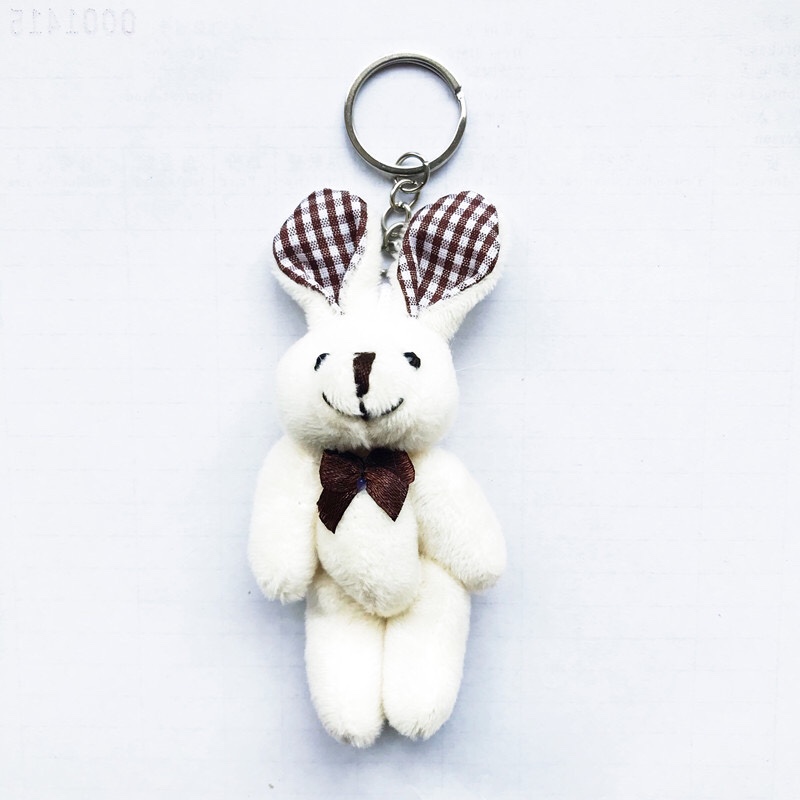 Factory direct sales: 8 cm joint little rabbit keychain bags, pendants, plush toys, dolls, flower bouquets, gift boxes details Picture