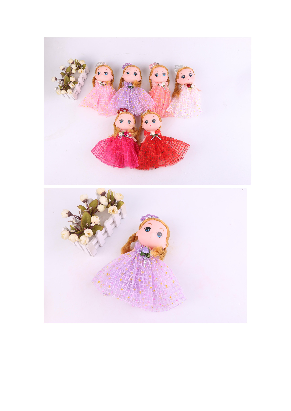 女孩婚纱钥匙扣小迷糊娃娃饰品挂件包装花束公仔玩具批发详情1