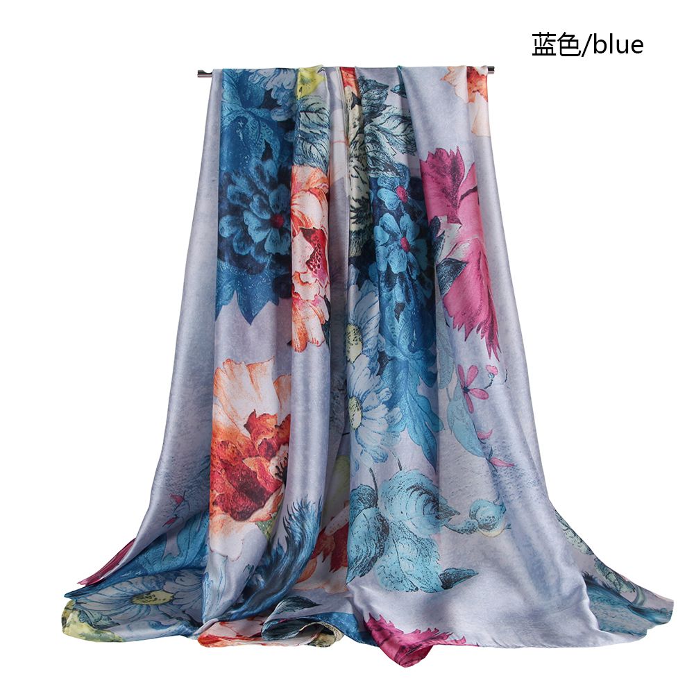 Classic Printed Silk Satin Peony Pattern Ladies Scarf With Double Color Shawl In Stock undefined