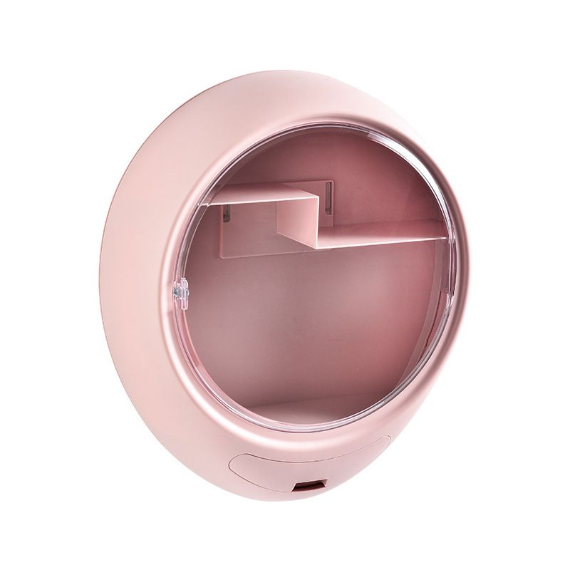 "Internet celebrity cosmetics storage box with LED makeup mirror, Douyin's same style skin care products, wall rotating makeup box 44H84F 3650. Item Picture